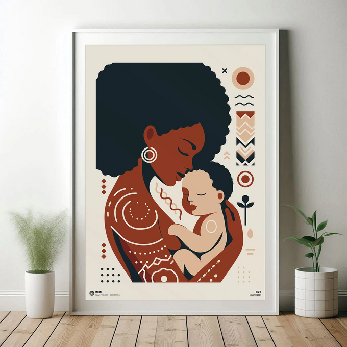 Abstract Art of Motherhood Poster. Abstract Mom Baby Poster. Modern Home Decoration. Minimal Motherly Love Poster. Mother Love Art