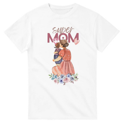 Super Mum T-Shirt – Watercolor Design with Mother & Daughter – Perfect Gift for Moms