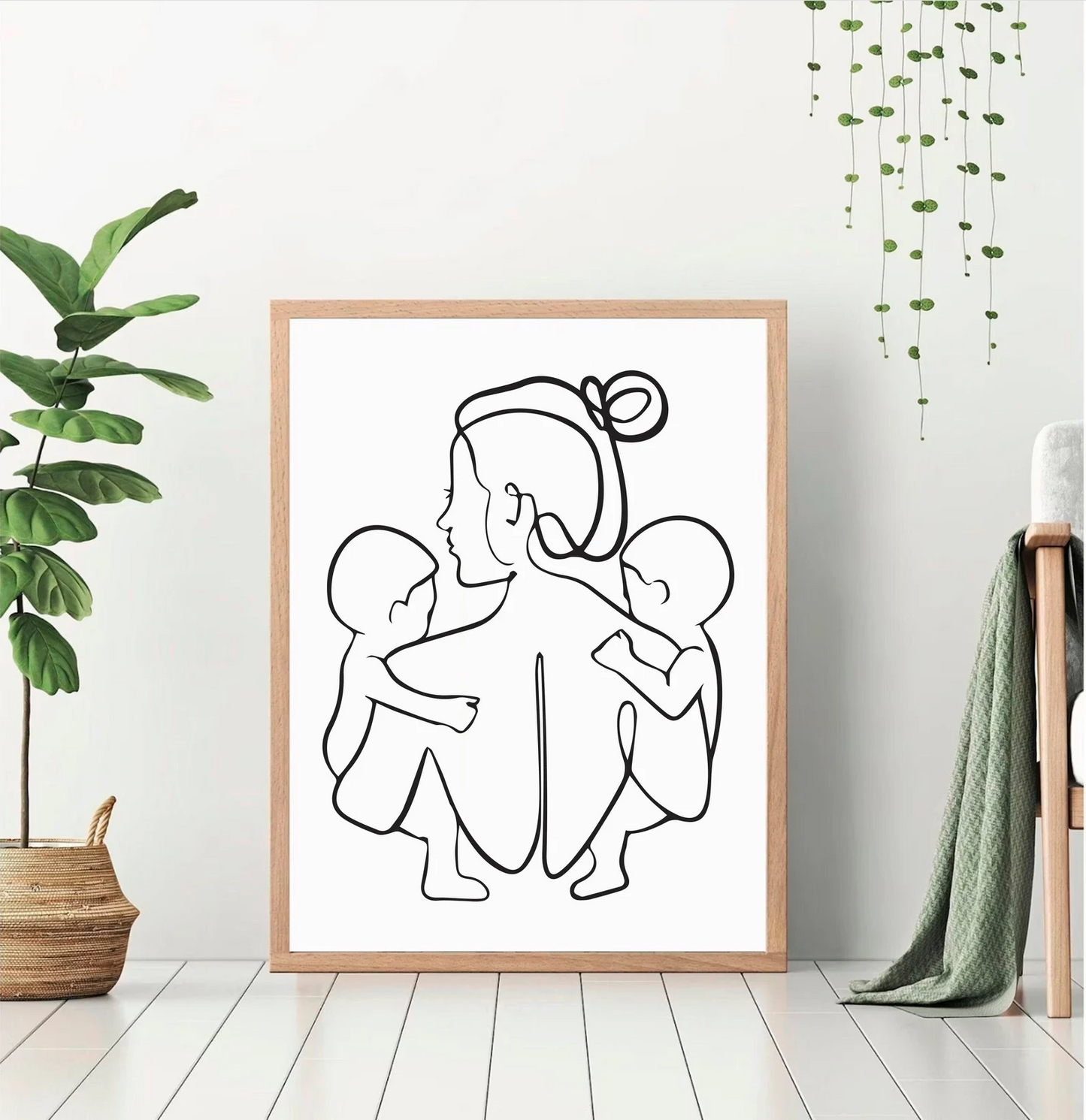 Line Art Print, Twin Mom, Newborn Twins Print, Mom of 2, Mom and Baby, Newborn Gift, Mom Gift, Minimalist Line Art, Wall Art Print