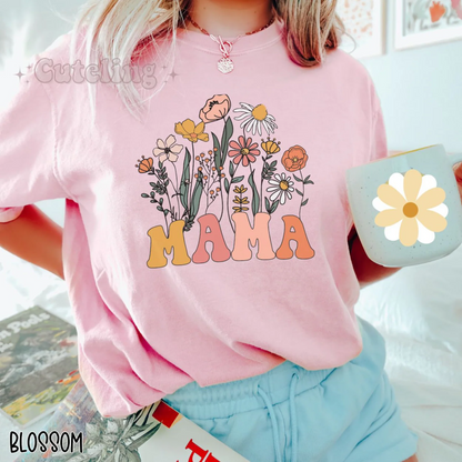 Mama Shirt, Wildflowers Mama Shirt, Comfort Colors Shirt, Retro Mom TShirt, Mother's Day Gift, Flower Shirts for Women, Floral New Mom Gift