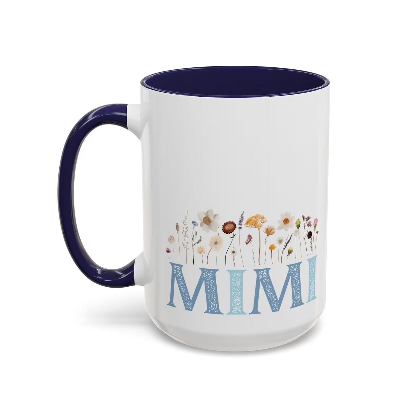 Mimi Accent Mug with Flowers, Grandma Gift, Mother's Day Present, Floral Coffee Cup, Personalized Tea Mug, Ceramic Drinkware