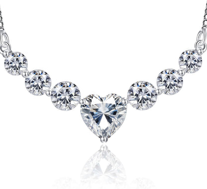 Moissanite Necklace for Women, 1.7-7.6 Carat Heart Necklace Engraved 'I LOVE YOU' Gift for Wife