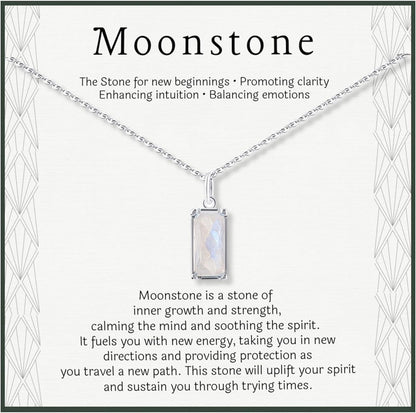 HOPE LOVE SHINE New Beginnings Rainbow Moonstone Sterling Silver Necklace for Women