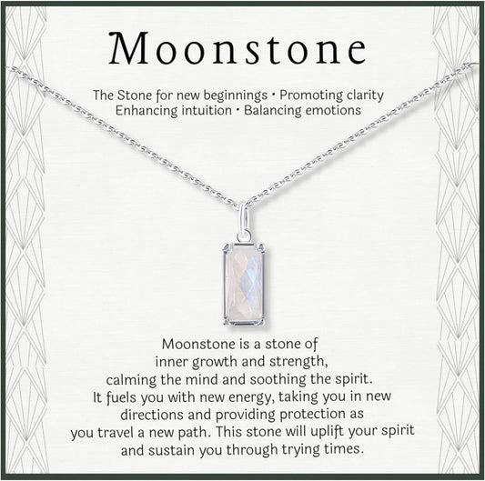 HOPE LOVE SHINE New Beginnings Rainbow Moonstone Sterling Silver Necklace for Women