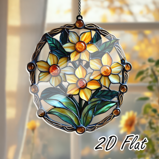 Daffodil Suncatcher, Daffodil March Birth Month Flower Window Hanging, Planting Lover Gift, Flower Garden Decor,Flower Suncatcher Narcissus