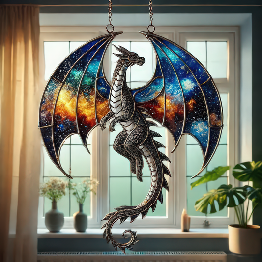 Blue Dragon Galaxy ornament Suncatcher  Acrylic Window Hanging Decor Halloween Gift dragon Ornament Dragon Inspired Art for Dragon Lovers