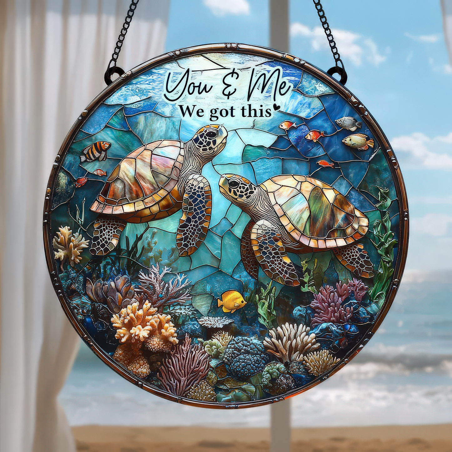 Sea Turtle Acrylic Window Hanging, Ocean glass Suncatcher acrylic, Nature-Inspired Decor, Unique Gift for Turtle and Ocean Lovers