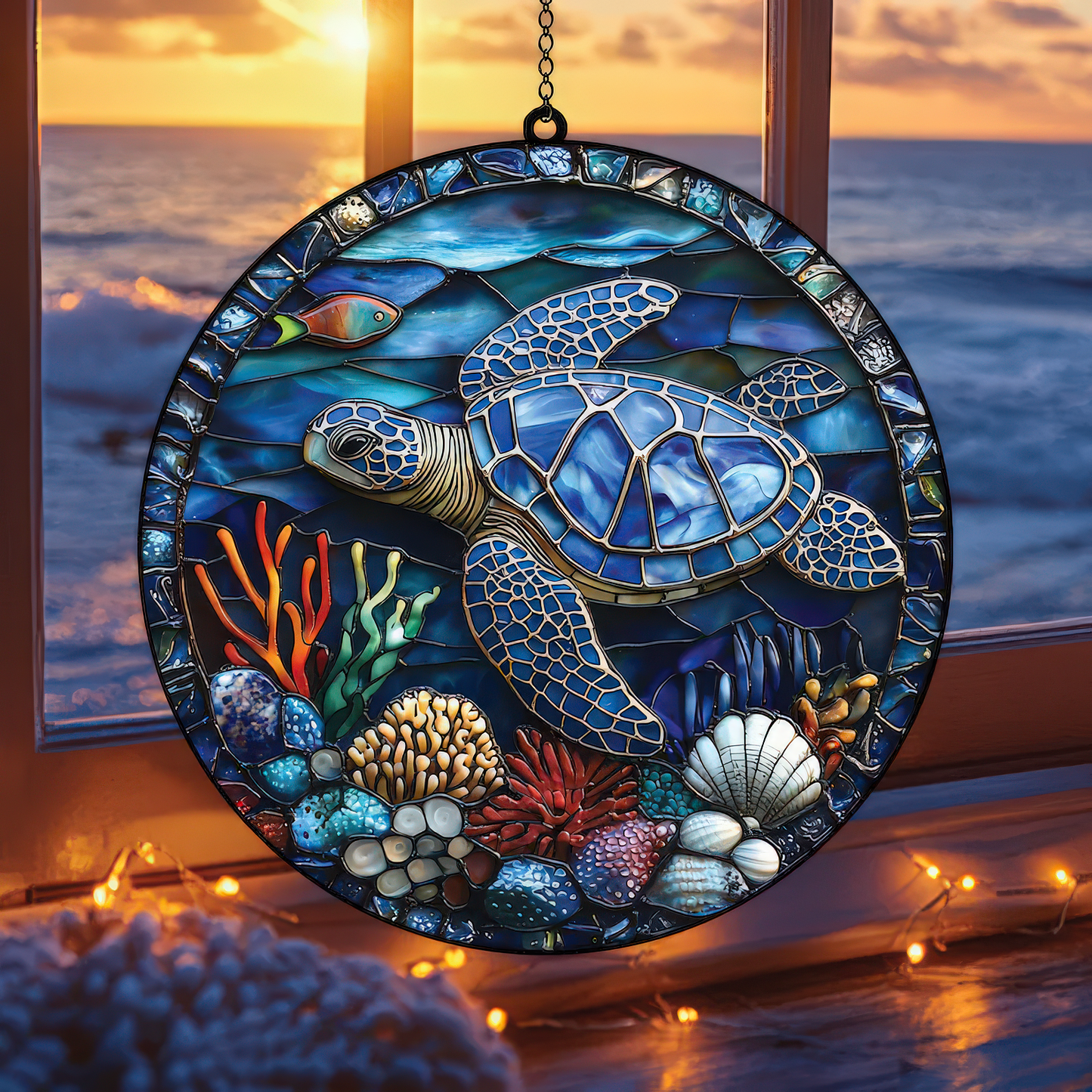 Sea Turtle Acrylic Window Hanging, Ocean Sun Catcher, Nature-Inspired Decor, Unique Gift for Turtle and Ocean Lovers