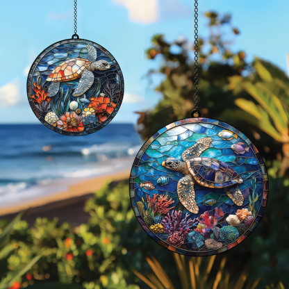 Sea Turtle Acrylic Window Hanging, Ocean Sun Catcher, Nature-Inspired Decor, Unique Gift for Turtle and Ocean Lovers