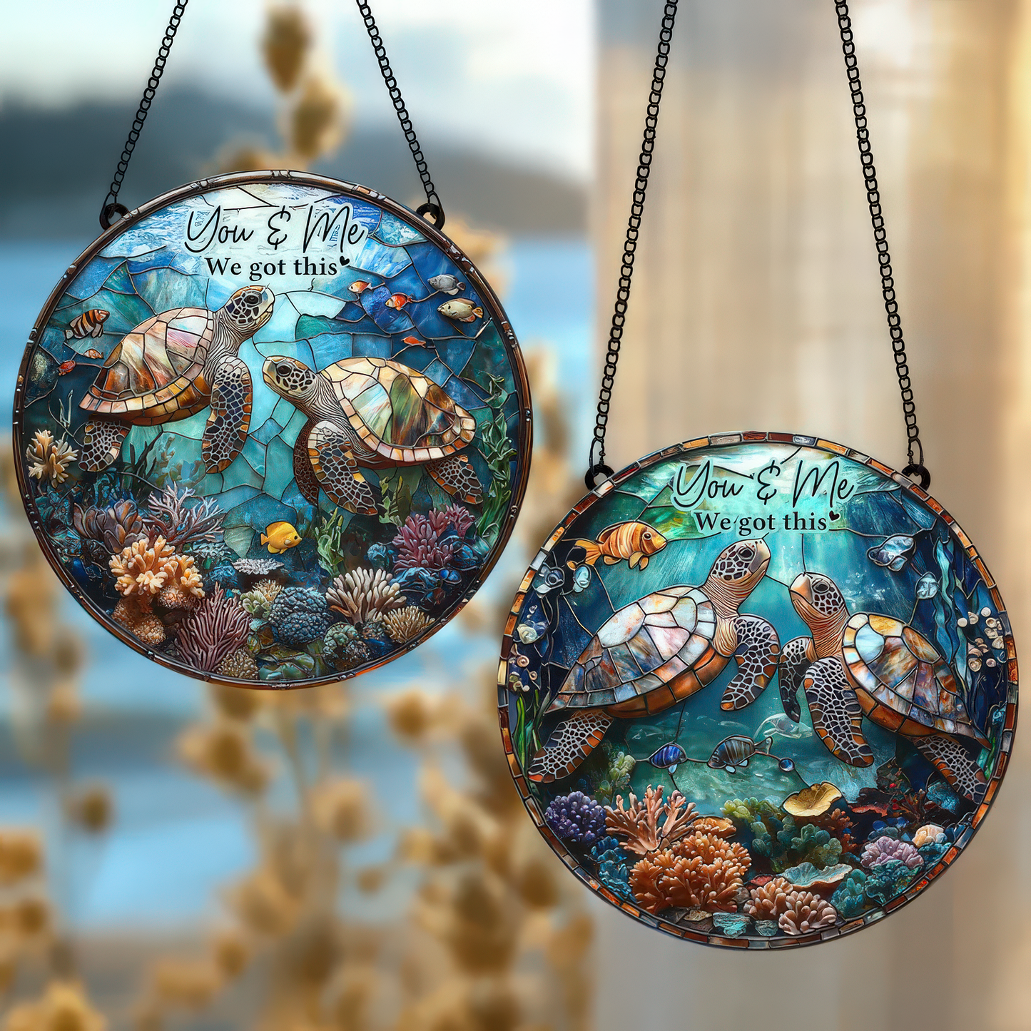 Sea Turtle Acrylic Window Hanging, Ocean glass Suncatcher acrylic, Nature-Inspired Decor, Unique Gift for Turtle and Ocean Lovers