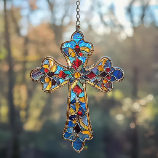 Cross Ornament Acrylic Catholic gift Christian Window Hanging Suncatcher Cross, Religious Cross Suncatcher, Gifts for Friend