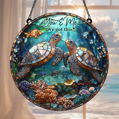 Sea Turtle Acrylic Window Hanging, Ocean glass Suncatcher acrylic, Nature-Inspired Decor, Unique Gift for Turtle and Ocean Lovers