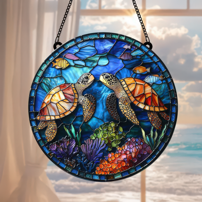 Sea Turtle Acrylic Window Hanging, Ocean Suncatcher acrylic, Nature-Inspired Decor, Unique Gift for Turtle and Ocean Lovers