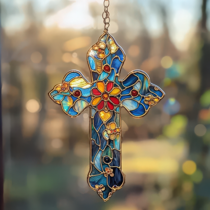 Cross Ornament Acrylic Catholic gift Christian Window Hanging Suncatcher Cross, Religious Cross Suncatcher, Gifts for Friend