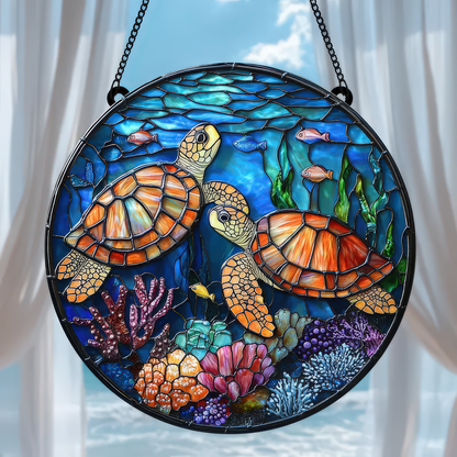 Sea Turtle Acrylic Window Hanging, Ocean Suncatcher acrylic, Nature-Inspired Decor, Unique Gift for Turtle and Ocean Lovers