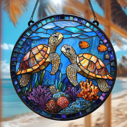 Sea Turtle Acrylic Window Hanging, Ocean Suncatcher acrylic, Nature-Inspired Decor, Unique Gift for Turtle and Ocean Lovers