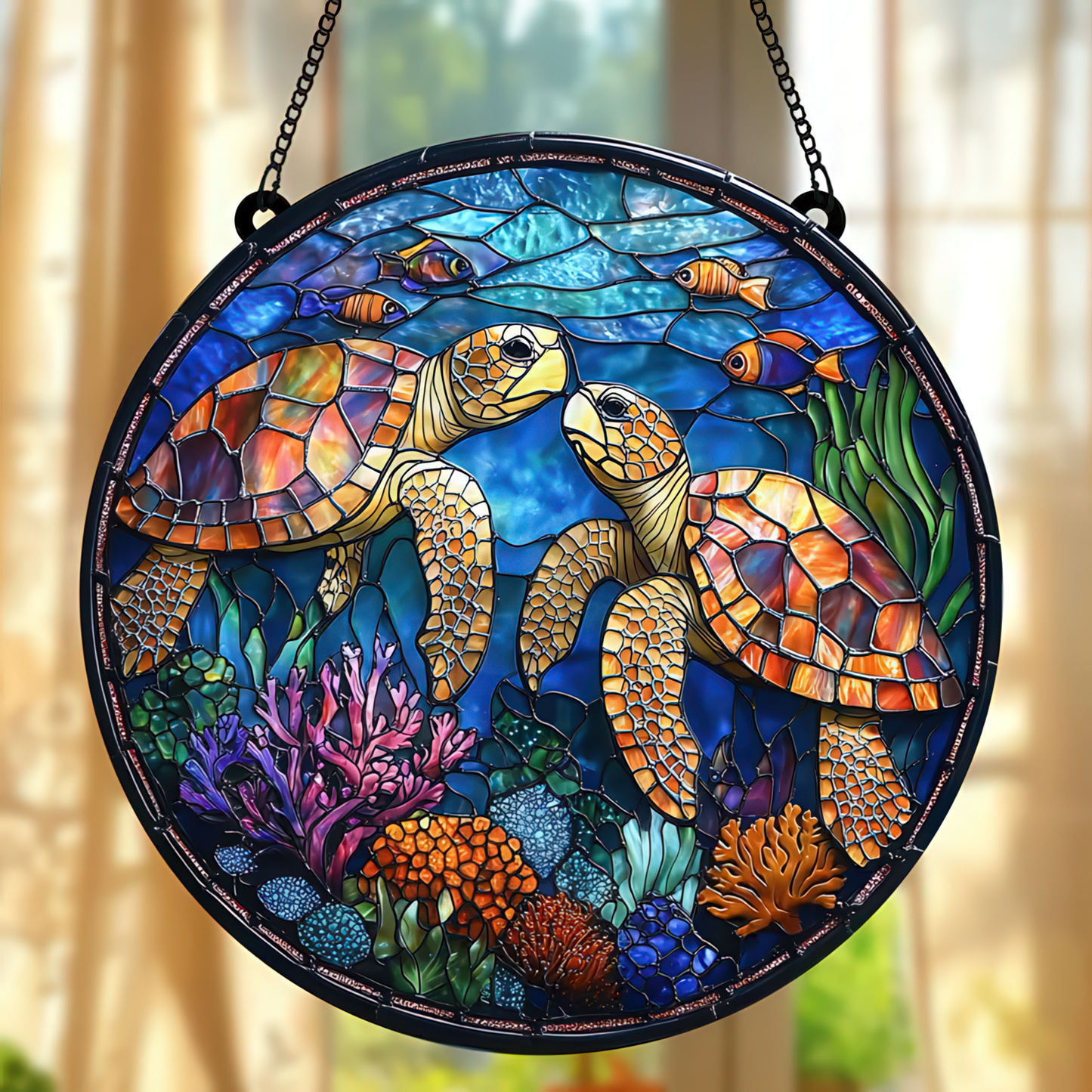 Sea Turtle Acrylic Window Hanging, Ocean Suncatcher acrylic, Nature-Inspired Decor, Unique Gift for Turtle and Ocean Lovers