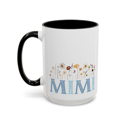 Mimi Accent Mug with Flowers, Grandma Gift, Mother's Day Present, Floral Coffee Cup, Personalized Tea Mug, Ceramic Drinkware