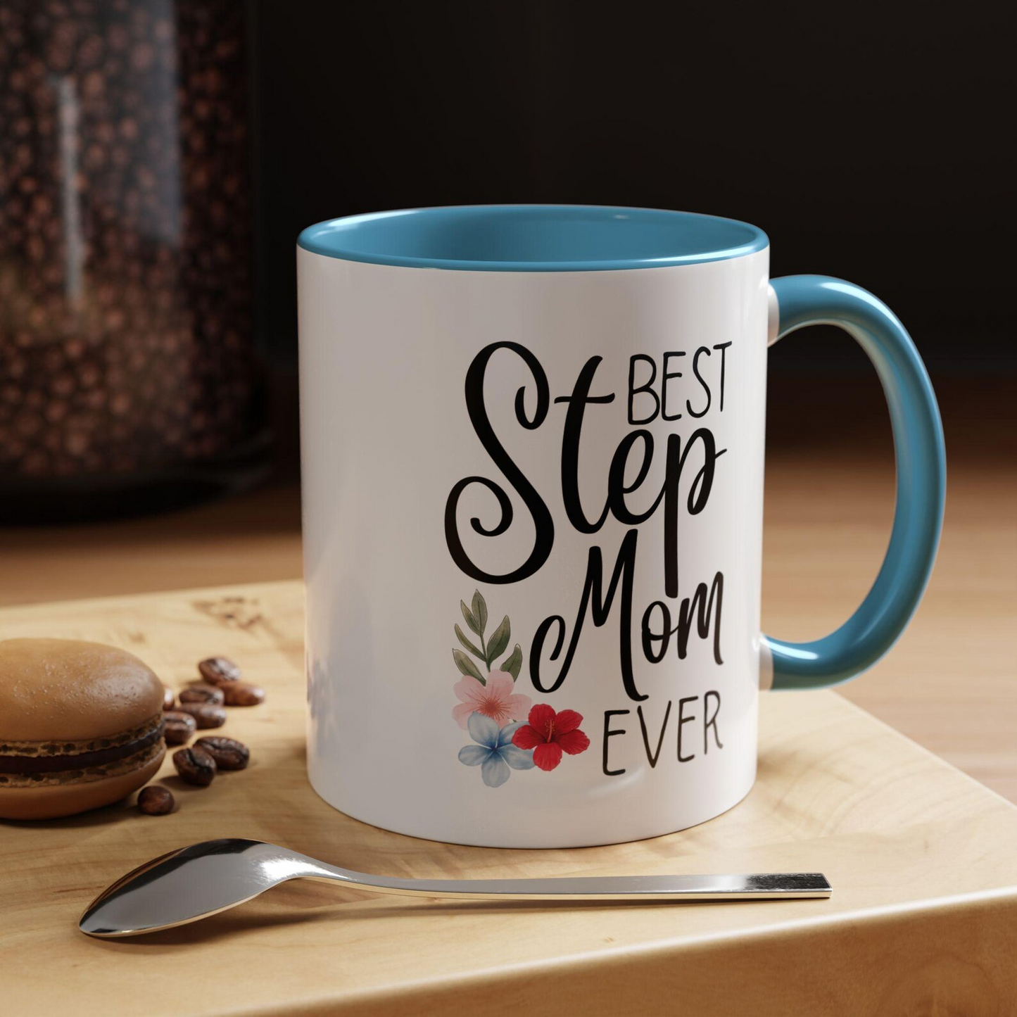 Best Step Mom Ever Coffee Mug, Perfect Gift for Step Moms, Floral Accent Mug for Mother's Day, Gift for Bonus Mom Birthday, Stepmom gift