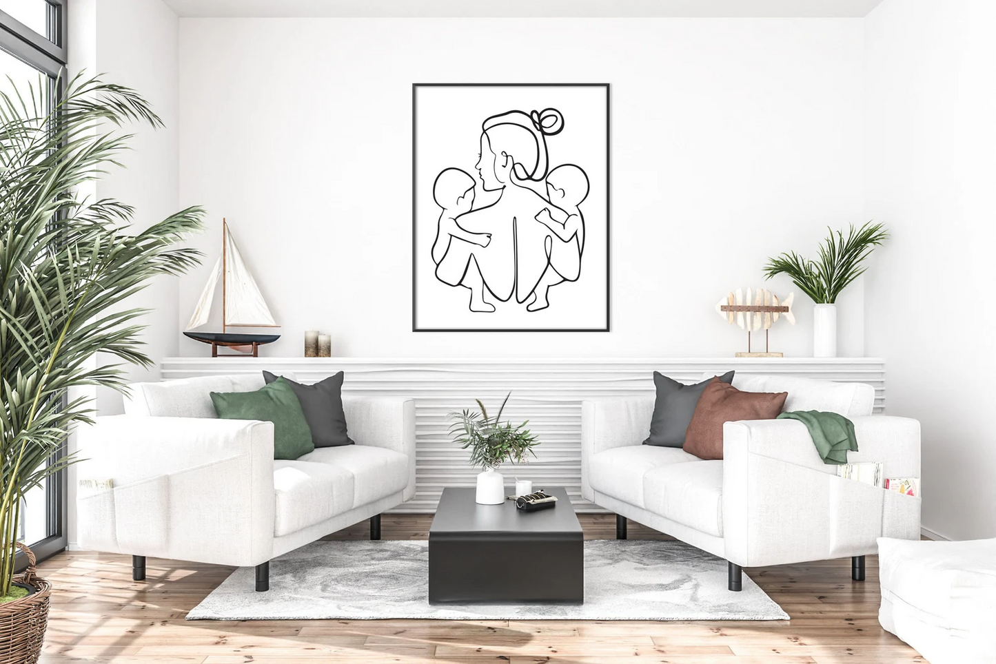 Line Art Print, Twin Mom, Newborn Twins Print, Mom of 2, Mom and Baby, Newborn Gift, Mom Gift, Minimalist Line Art, Wall Art Print