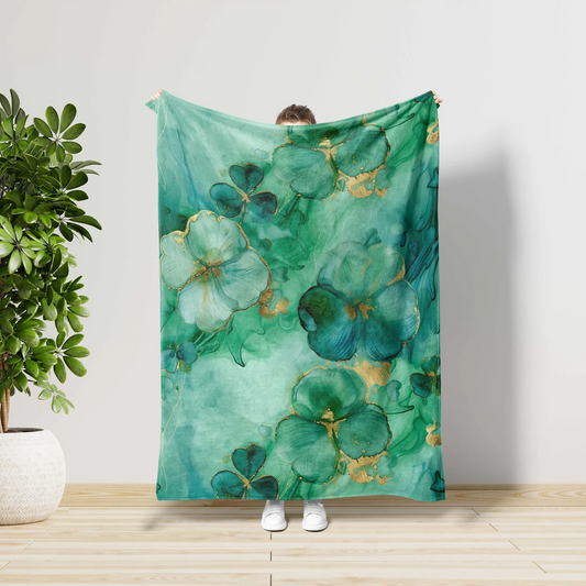 Four Leaf Clover Blanket, Home Decor, St Patricks Day Gift, Irish Blanket, Mother Blanket, Farmhouse Decor, St Pattys Day, Gift For Women