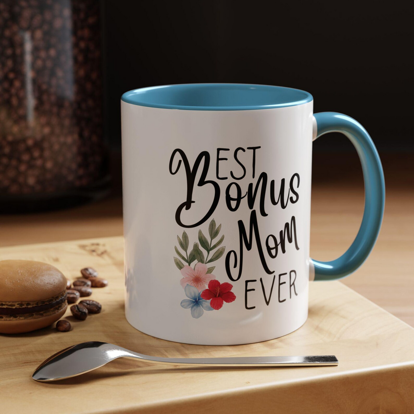 Best Bonus Mom Ever Coffee Mug, Perfect Gift for Step Moms, Floral Accent Mug for Mother's Day, Gift for Bonus Mom Birthday, Step Mom gift