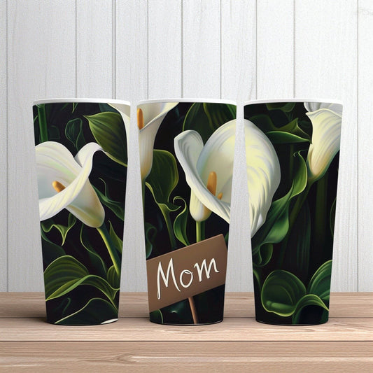 White calla lily tumbler gift for mothers day tumbler gift flower tumbler gift for travel tumbler gift with flowers tumbler gift for mom