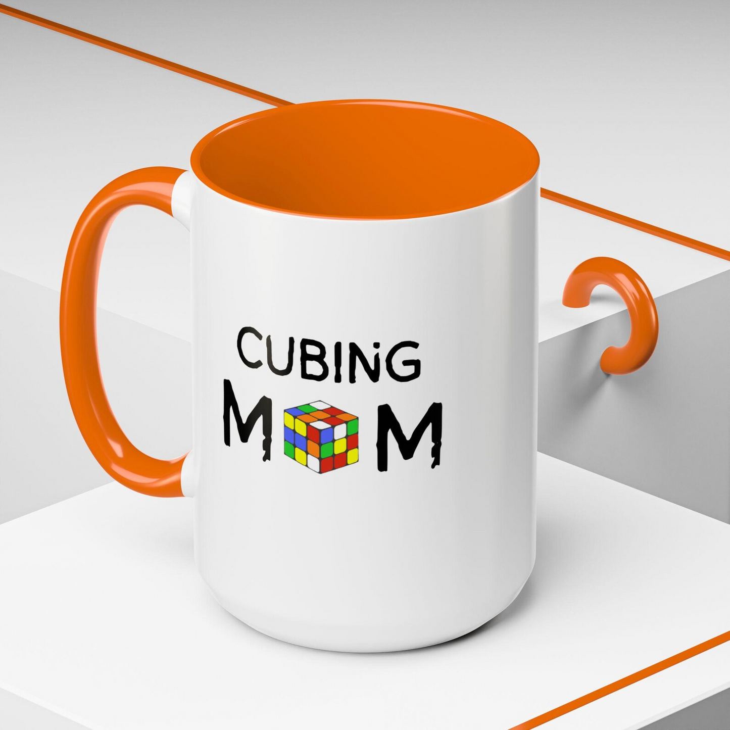 Cubing Mom Accent Coffee Mug, Perfect Gift for Puzzle Lovers, Unique Mother's Day Present, Fun Office Mug, Coffee Lovers Gift