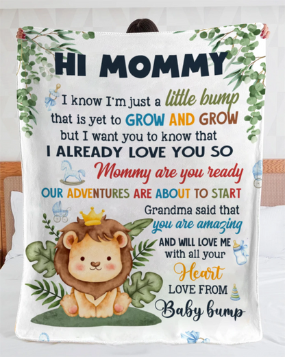 Hi mommy-Mommy To Be Gift From Bump, New Mom Blanket, Mothers Day Gift for Expecting Mom, Pregnancy Gift