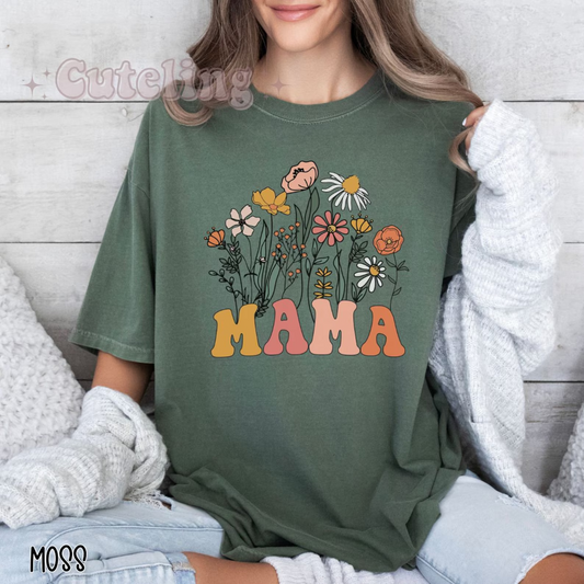 Mama Shirt, Wildflowers Mama Shirt, Comfort Colors Shirt, Retro Mom TShirt, Mother's Day Gift, Flower Shirts for Women, Floral New Mom Gift