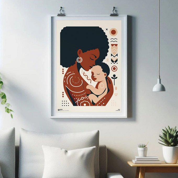 Abstract Art of Motherhood Poster. Abstract Mom Baby Poster. Modern Home Decoration. Minimal Motherly Love Poster. Mother Love Art