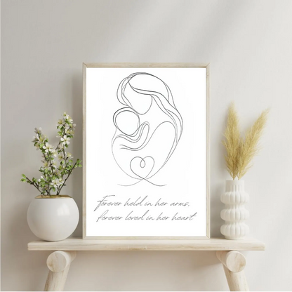 Mother and Baby Line Art Print -Minimalist Wall Art - Gift for Mom - Modern Poster - Baby Shower Gift - Instant Download, Mothers's day gift