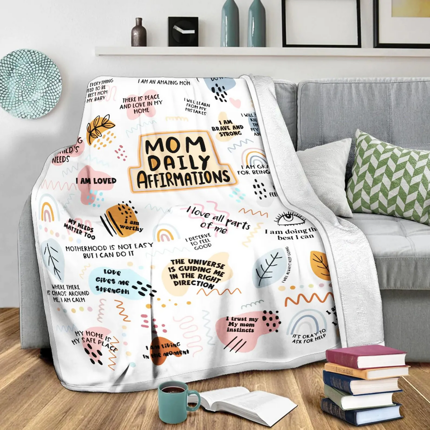 Mom Daily Affirmations PREMIUM Fleece Blanket, Mom Blanket, New Mom Mink Sherpa Blanket, Mothers Day Gifts