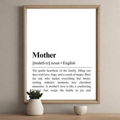 Mother definition gift, gifts for mother, new mom gifts, family poster, mother's day gift, gifts for her, digital download definition print