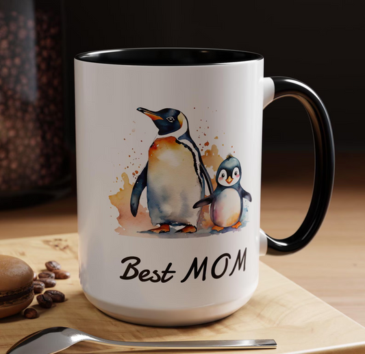 Penguin Happy Family Accent Coffee Mug, Mother's Day Gift, Cute Penguin Mug, Best Mom Birthday Present, Penguin Lover, Animal Coffee Cup