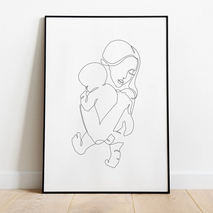 Mother's Day Baby and Mom Gift | One Line Art Printable | Gifts For Mom | Printable Art | Minimalist Nursery Wall Art | Motherhood Poster