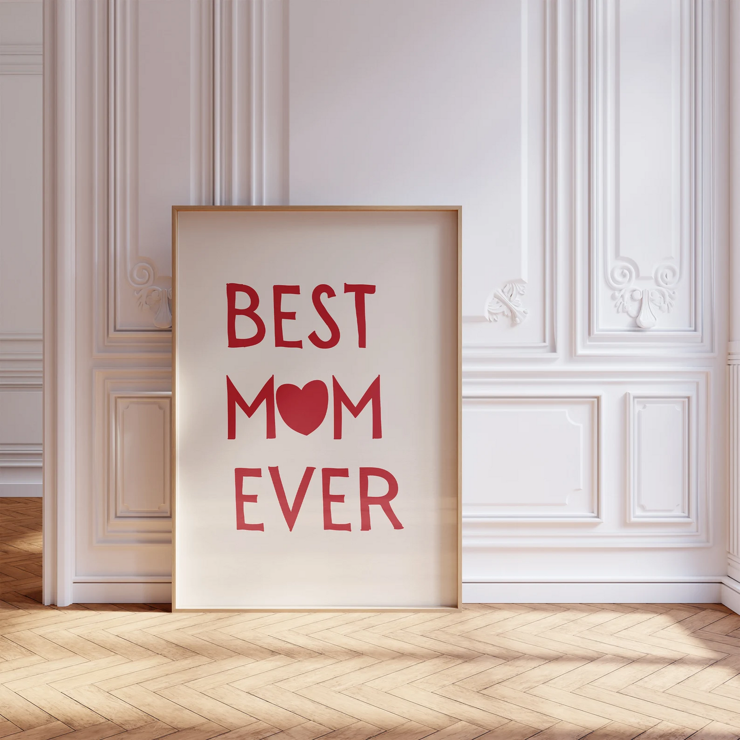 Mothers Day Wall Art, Best Mom Ever Wall Decor, Minimal Red Poster, Best Mom Gift, Mom Quote,Typographic Poster