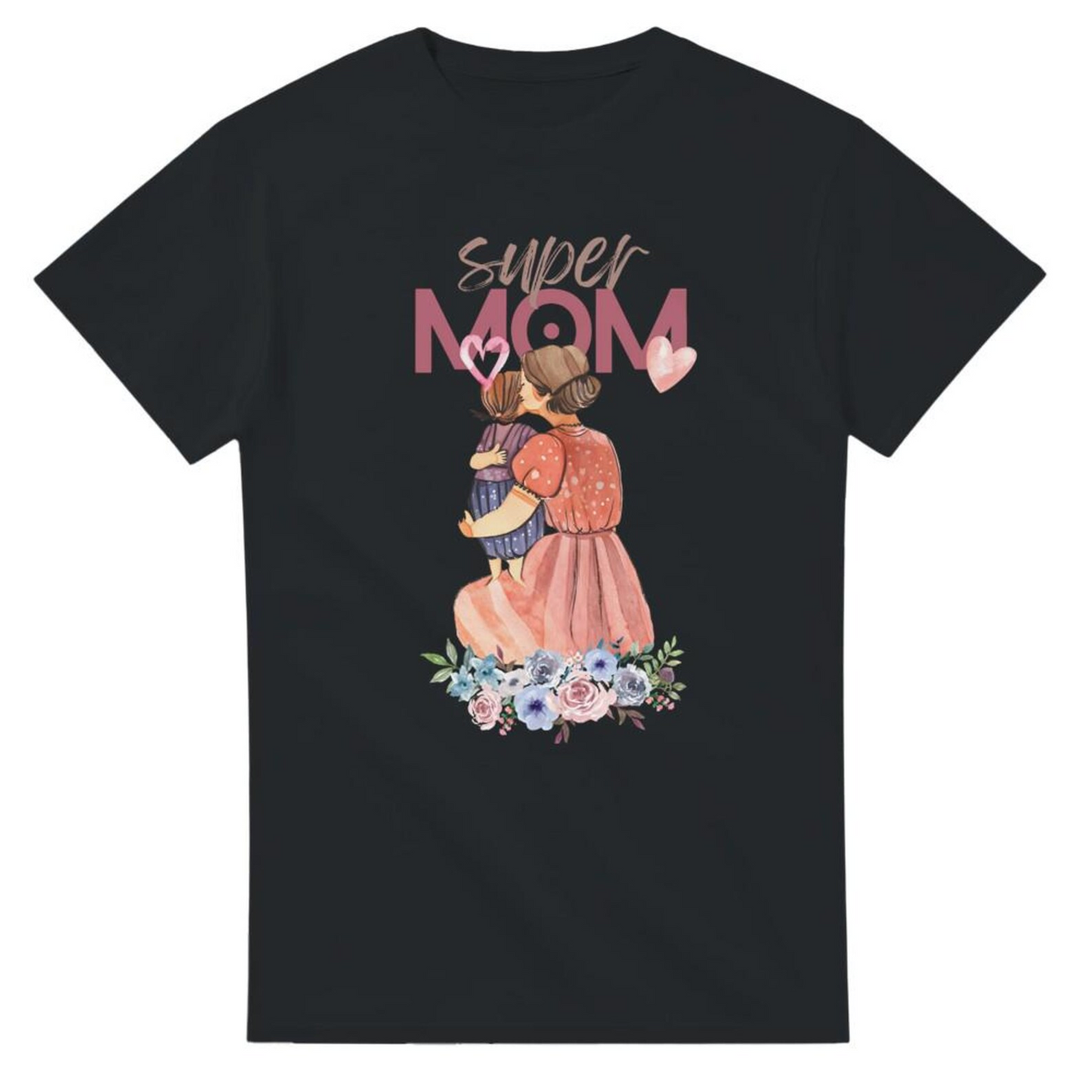 Super Mum T-Shirt – Watercolor Design with Mother & Daughter – Perfect Gift for Moms