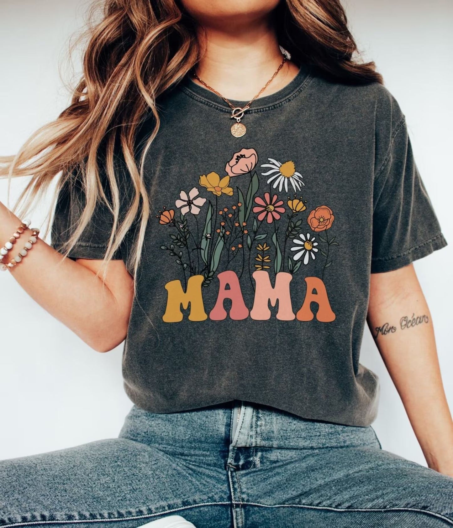 Mama Shirt, Wildflowers Mama Shirt, Comfort Colors Shirt, Retro Mom TShirt, Mother's Day Gift, Flower Shirts for Women, Floral New Mom Gift