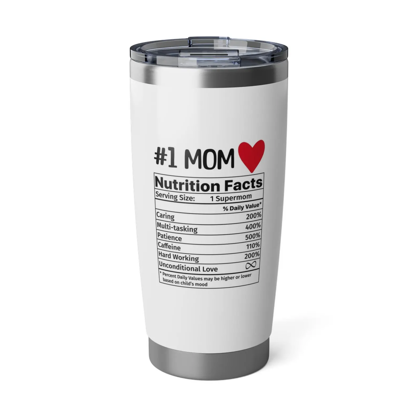 Number 1 Mom Tumbler - Funny Mom Nutrition Facts Tumbler - Heartwarming Tumbler For Mom - Perfect Gift for Moms