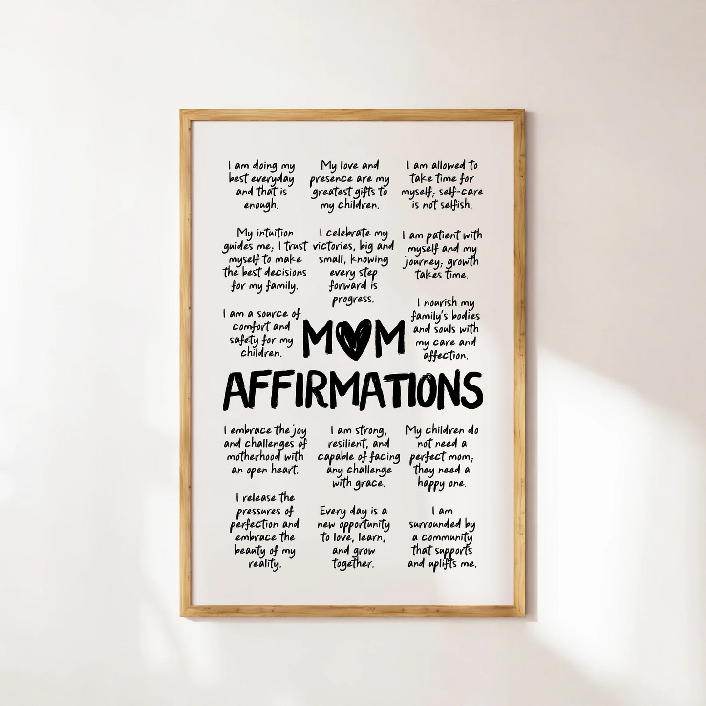 Mom Daily Affirmations Printable Wall Art Affirmation Poster Mother's Day Gift Positive Quotes Instant