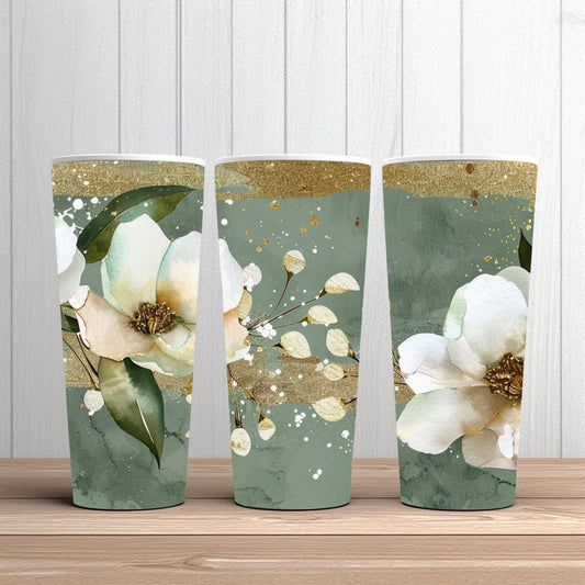 White flower tumbler gift for mothers day tumbler gift flower tumbler gift for travel tumbler gift with flowers tumbler gift for mom