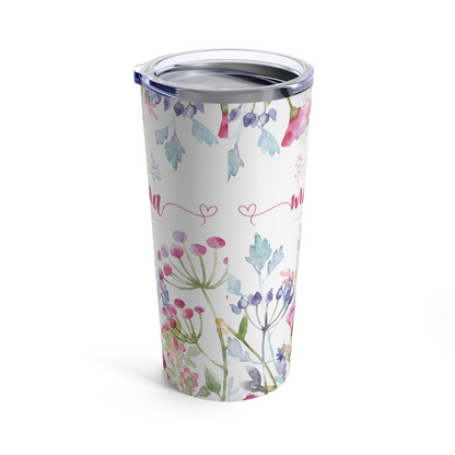 Tumbler 20oz, Flower Mama Tumbler, Pretty Tumbler, Travel Cup, Cute Tumbler, Pink Flowers Tumbler, Pink, Floral, Gift, Mom, Flower Mama, Mom