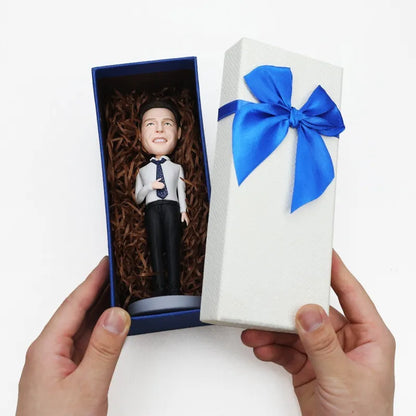 Business Man Holding Tie Custom Bobblehead With Engraved Text