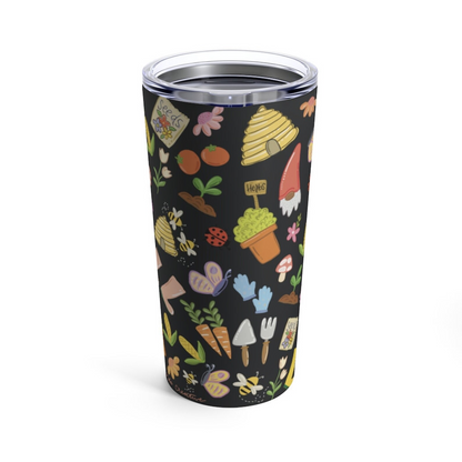 Gardening Tumbler 20oz, green thumb gifts, gardening gifts, hand drawn tumblers, Plant lady gifts, plant mom, garden doodles