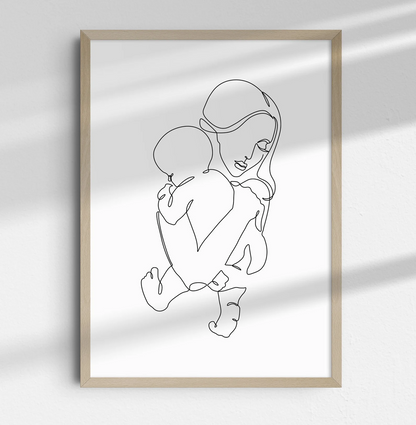 Mother's Day Baby and Mom Gift | One Line Art Printable | Gifts For Mom | Printable Art | Minimalist Nursery Wall Art | Motherhood Poster