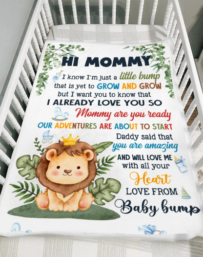 Hi mommy-Mommy To Be Gift From Bump, New Mom Blanket, Mothers Day Gift for Expecting Mom, Pregnancy Gift