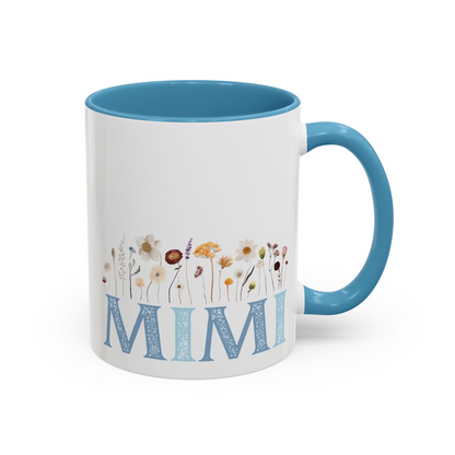 Mimi Accent Mug with Flowers, Grandma Gift, Mother's Day Present, Floral Coffee Cup, Personalized Tea Mug, Ceramic Drinkware