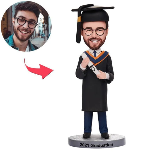 Graduation Man Custom Bobblehead With Engraved Text