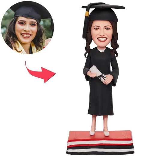 Graduation Girl Custom Bobblehead With Engraved Text